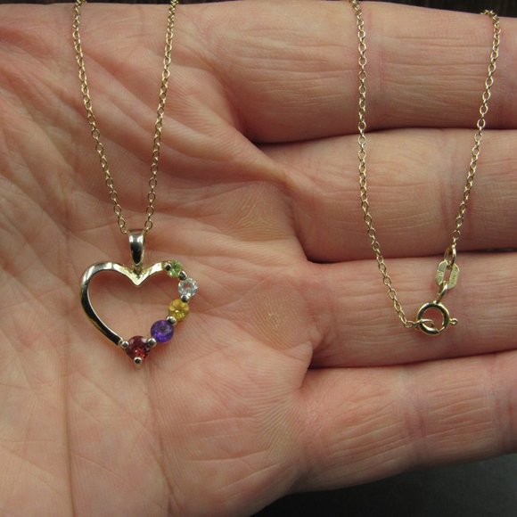 18" Sterling Silver Peridot Topaz Citrine Necklace - Picture 2 of 6